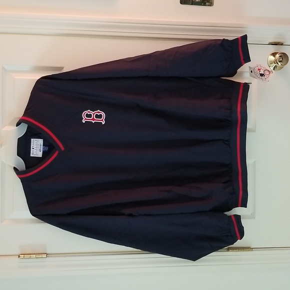 ⚾️🧢BOSTON RED SOX V-NECK WARM UP PULLOVER SHIRT JACKET ⚾️🧢 - Picture 2 of 9
